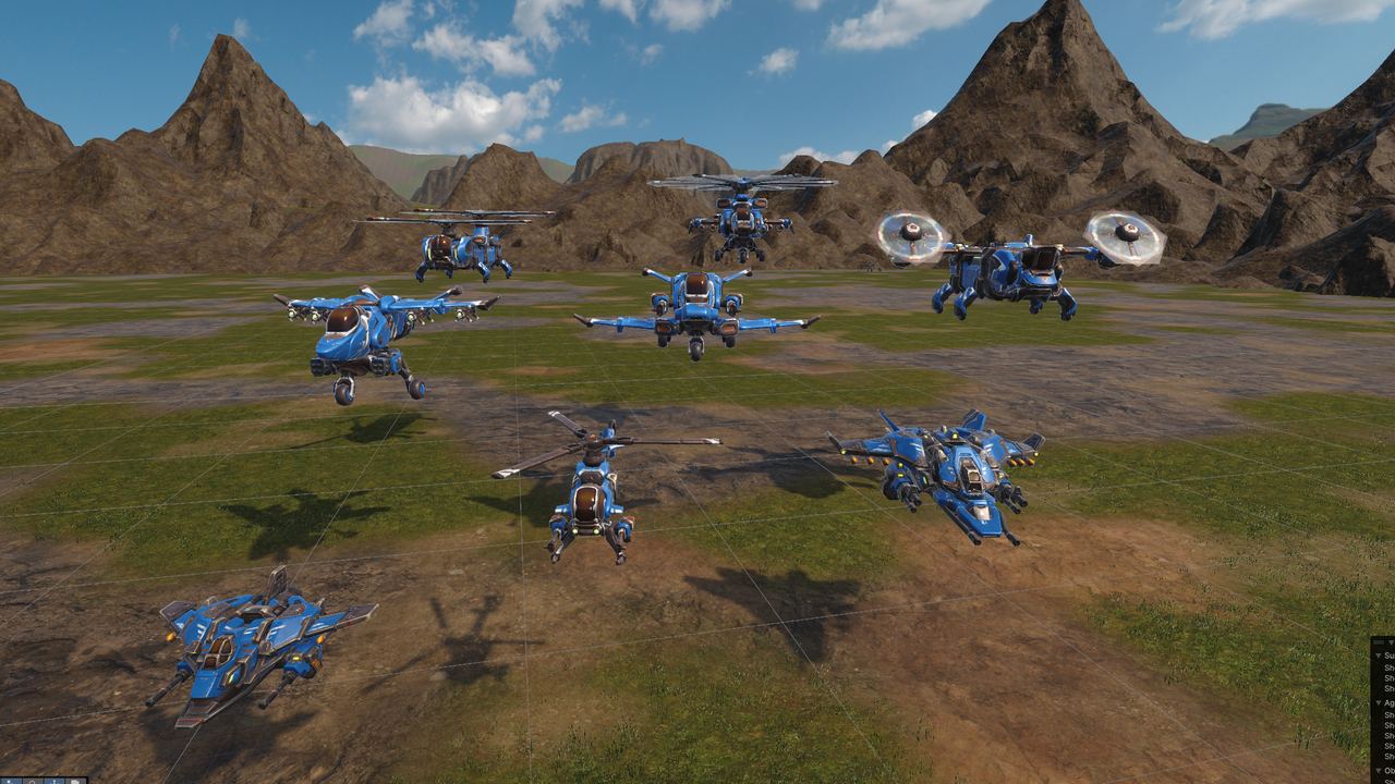 Blue air wing with rotor drones