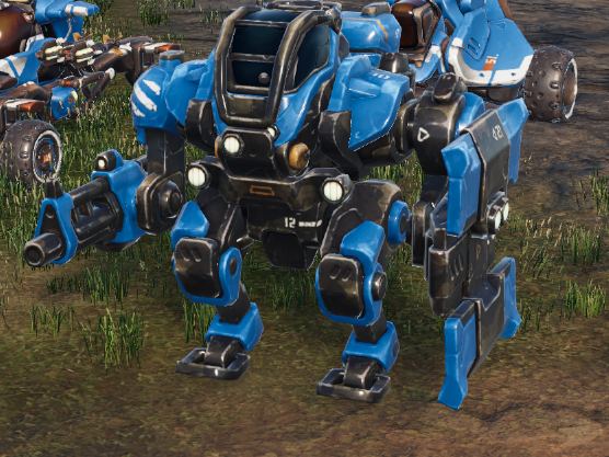 Blue heavy quad mech
